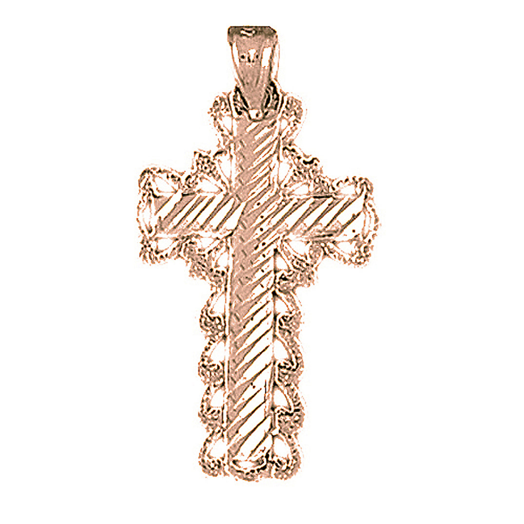 14K or 18K Gold Fleur de Lis Cross Pendant