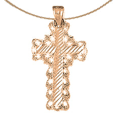 14K oder 18K Gold Fleur de Lis Kreuz Anhänger