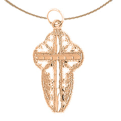 14K or 18K Gold Floral Cross Pendant