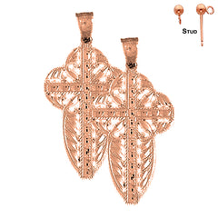 14K or 18K Gold Floral Cross Earrings