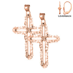 14K or 18K Gold Vine Cross Earrings