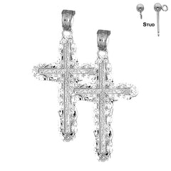 14K or 18K Gold Vine Cross Earrings