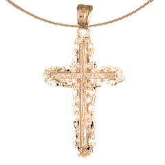 10K, 14K or 18K Gold Vine Cross Pendant