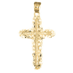 10K, 14K or 18K Gold Vine Cross Pendant