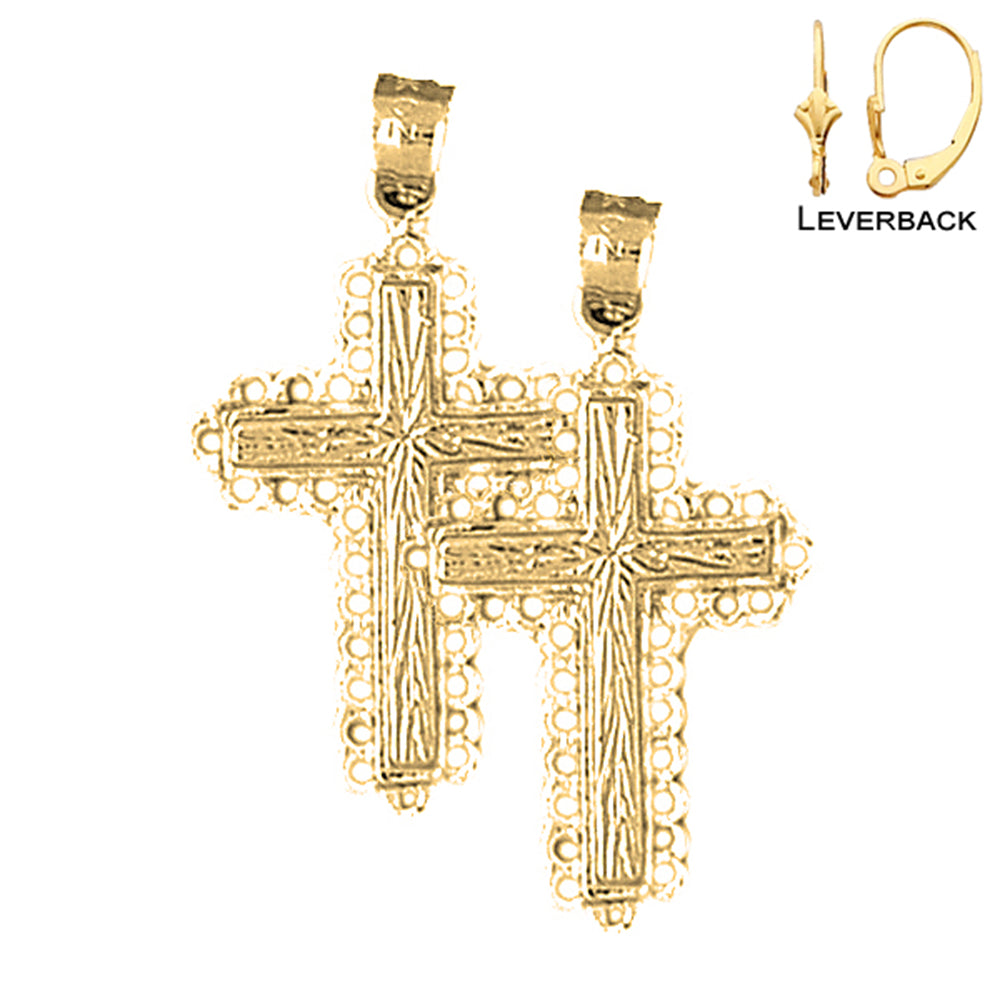 14K or 18K Gold Latin Cross Earrings