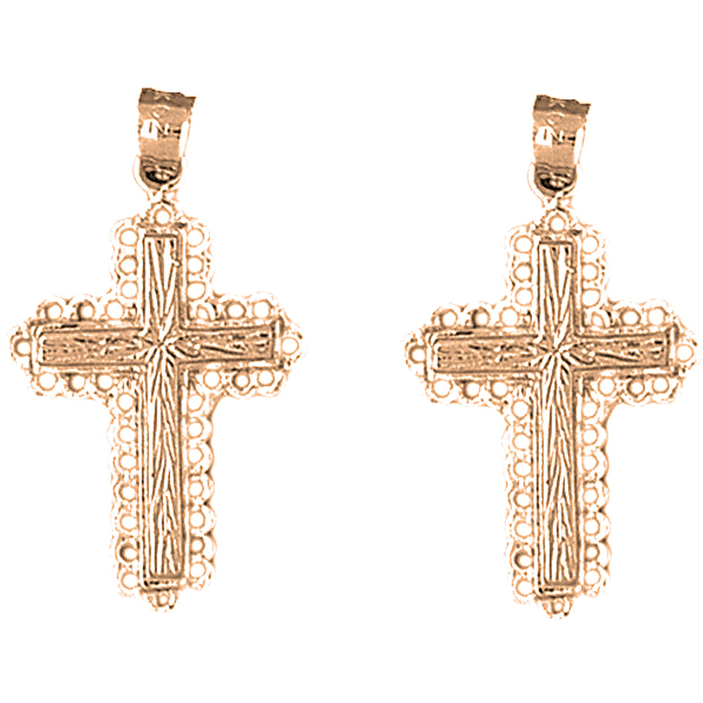 14K or 18K Gold 30mm Latin Cross Earrings