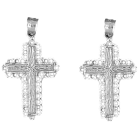 Sterling Silver 30mm Latin Cross Earrings