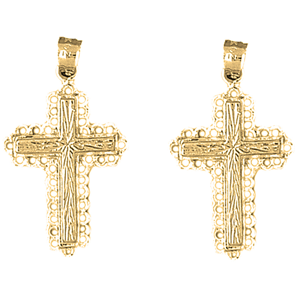 14K or 18K Gold 30mm Latin Cross Earrings