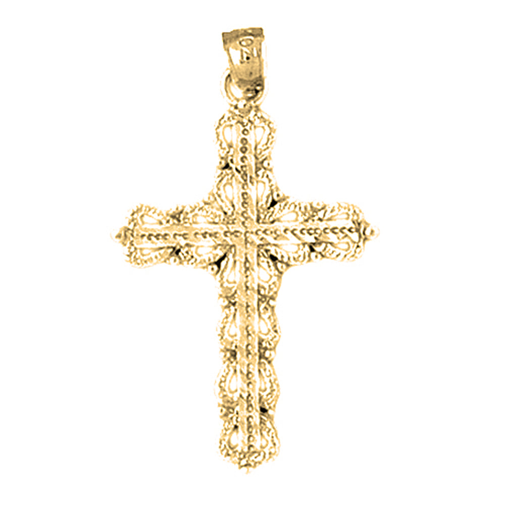 10K, 14K or 18K Gold Heart Cross Pendant