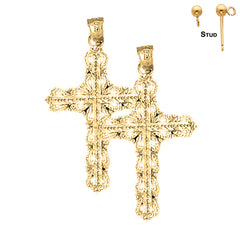 14K or 18K Gold Heart Cross Earrings