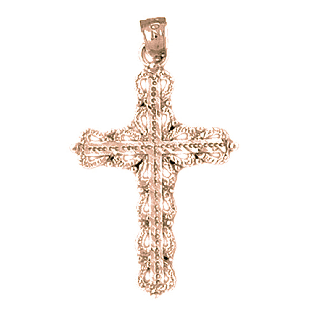 10K, 14K or 18K Gold Heart Cross Pendant