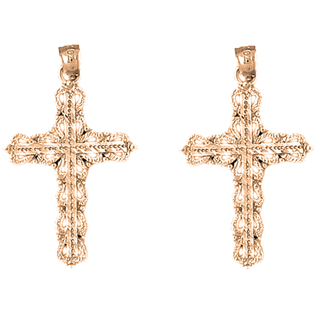 14K or 18K Gold 34mm Heart Cross Earrings