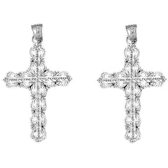 Sterling Silver 34mm Heart Cross Earrings