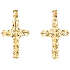 14K or 18K Gold 34mm Heart Cross Earrings