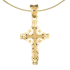 14K oder 18K Gold Fleur de Lis Kreuz Anhänger