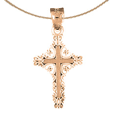 14K oder 18K Gold Fleur de Lis Kreuz Anhänger