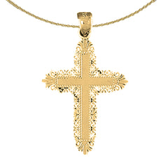 14K or 18K Gold Floral Cross Pendant