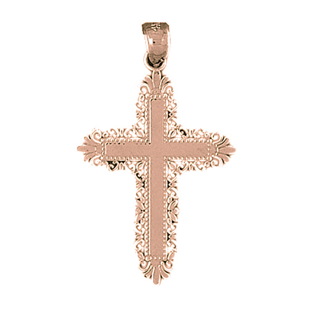 14K or 18K Gold Floral Cross Pendant