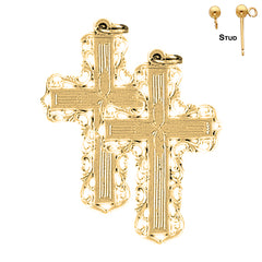 14K oder 18K Gold Weinreben-Kreuz-Ohrringe