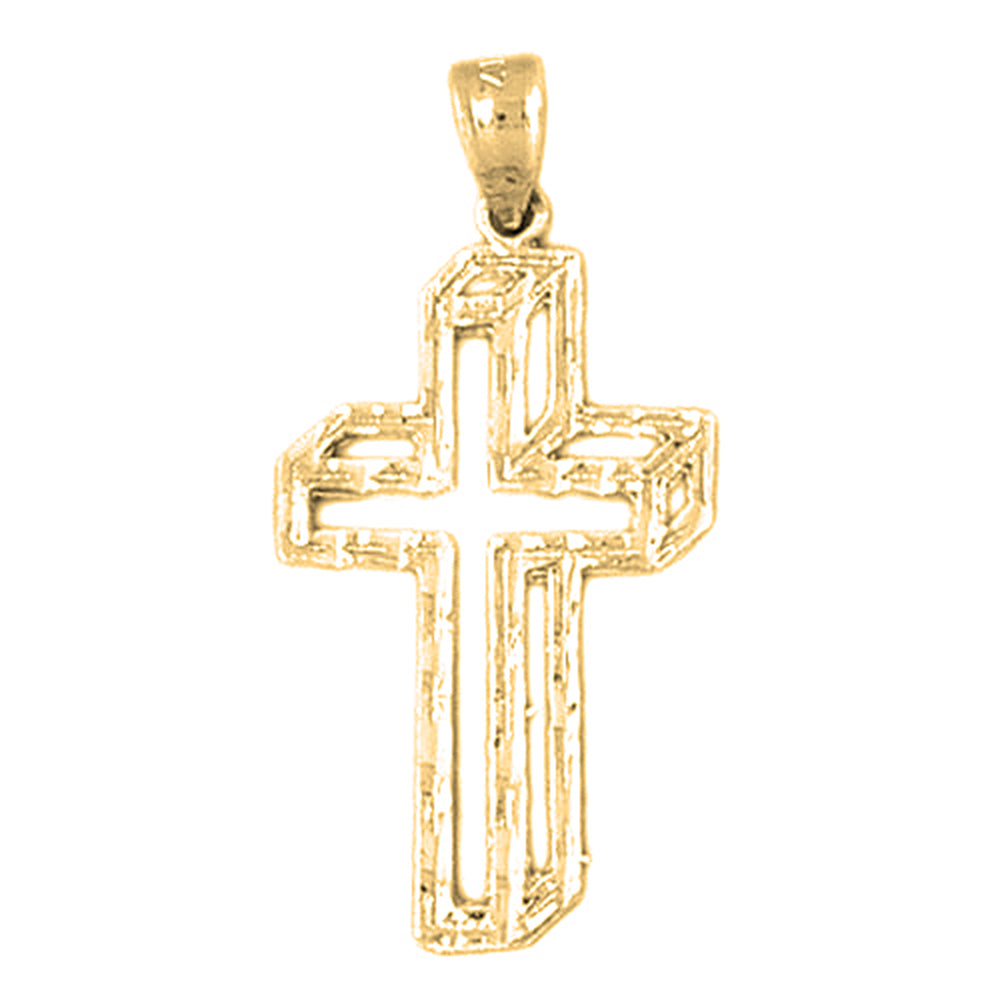 14K or 18K Gold Box Shaped Cross Pendant