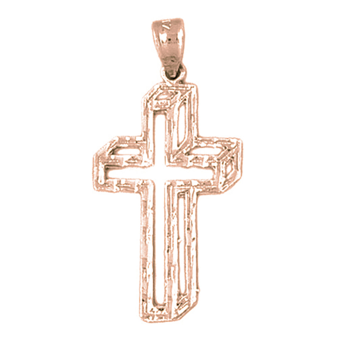 14K or 18K Gold Box Shaped Cross Pendant