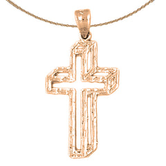 14K or 18K Gold Box Shaped Cross Pendant