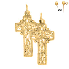 14K or 18K Gold Dove and Cross Earrings