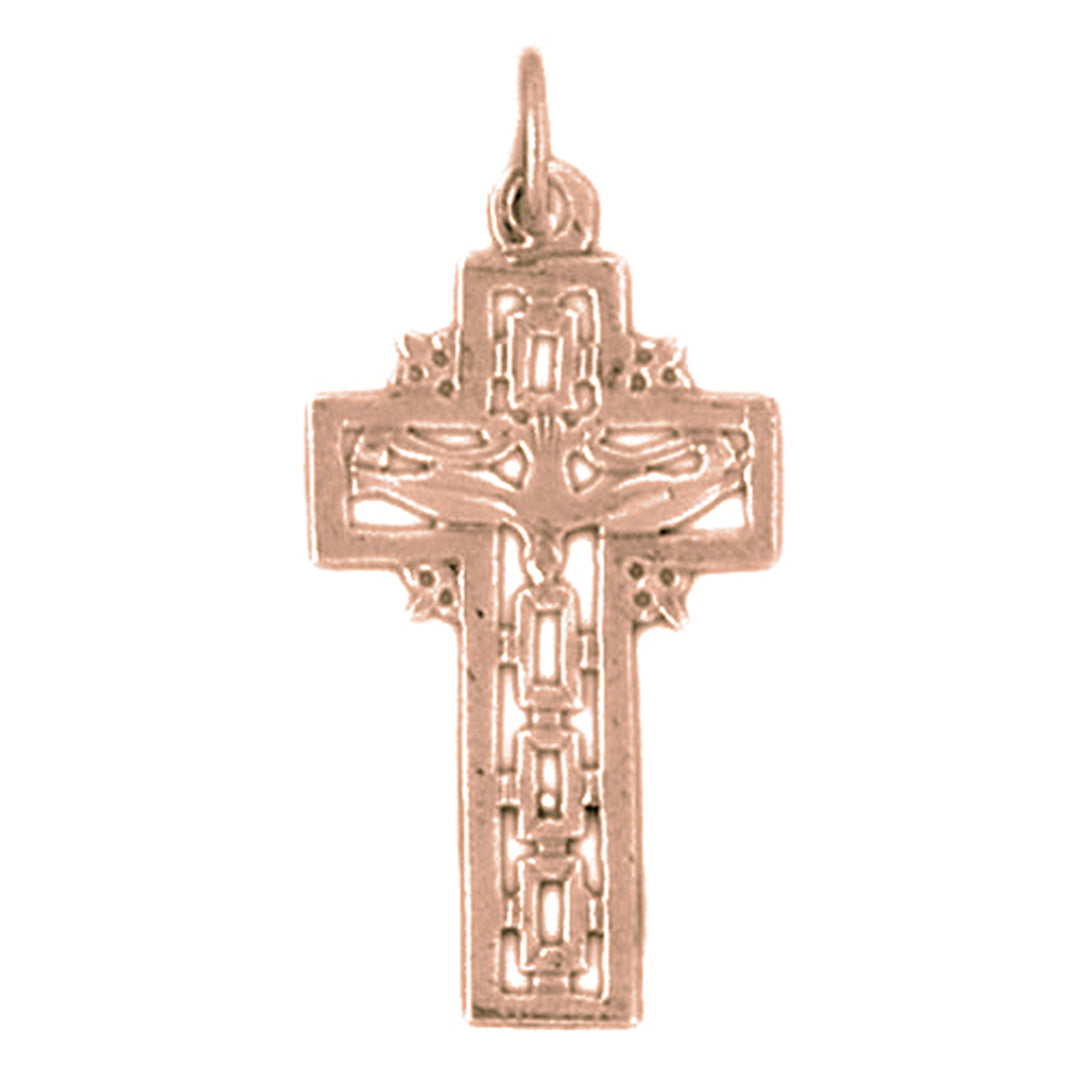 14K or 18K Gold Dove and Cross Pendant