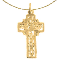 Colgante de Paloma y Cruz de Oro de 14K o 18K