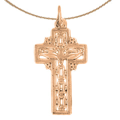 14K or 18K Gold Dove and Cross Pendant