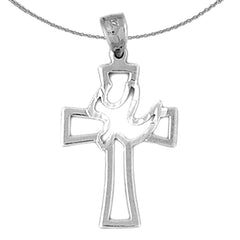 14K or 18K Gold Dove and Cross Pendant