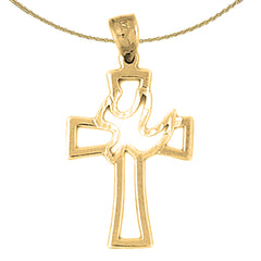 14K oder 18K Gold Taube und Kreuz Anhänger