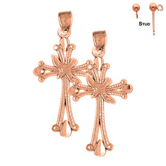 14K or 18K Gold Dove and Cross Earrings