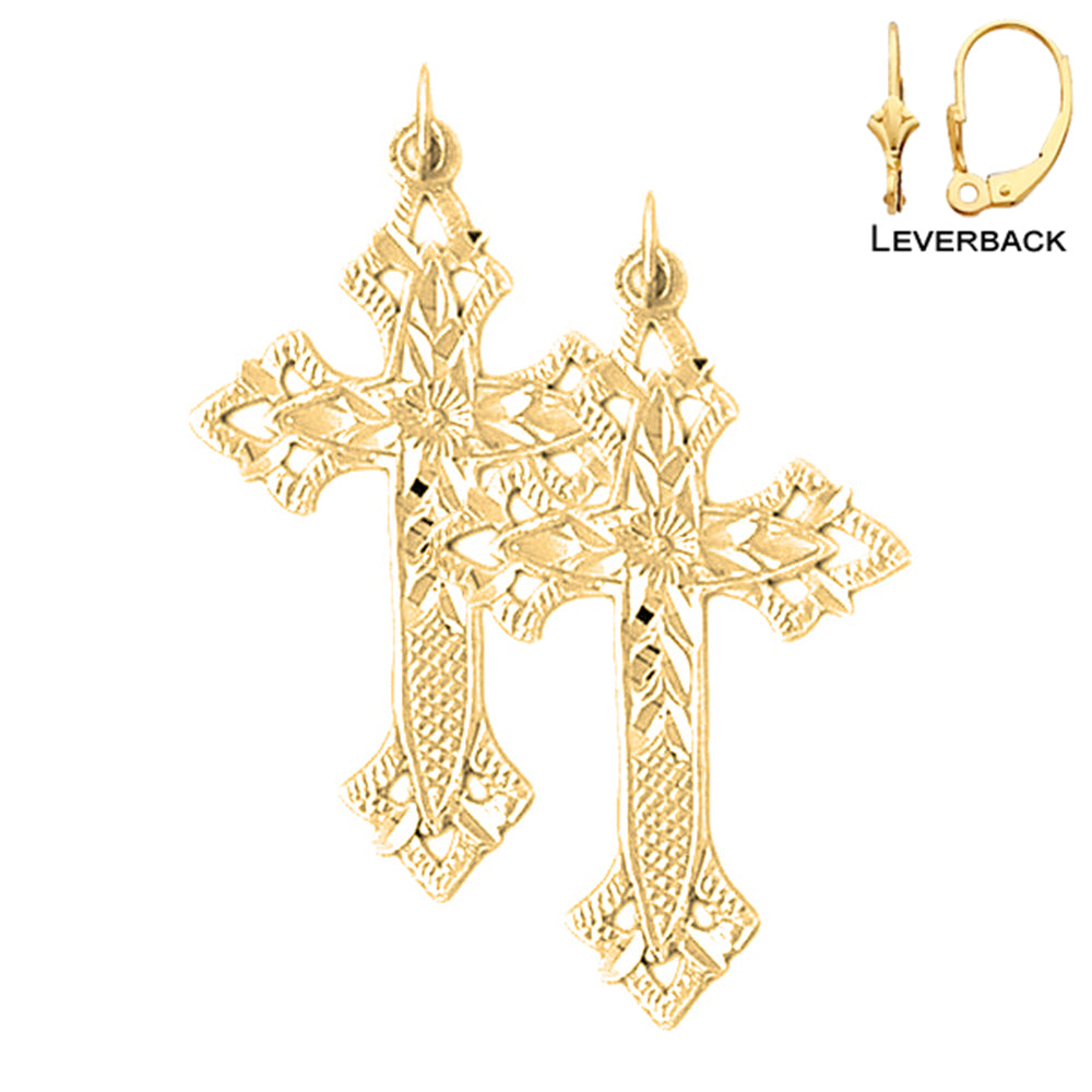 14K or 18K Gold Passion Cross Earrings