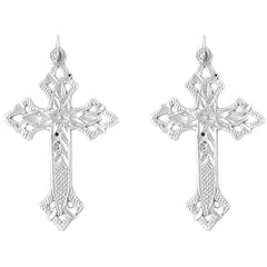 Sterling Silver 39mm Passion Cross Earrings