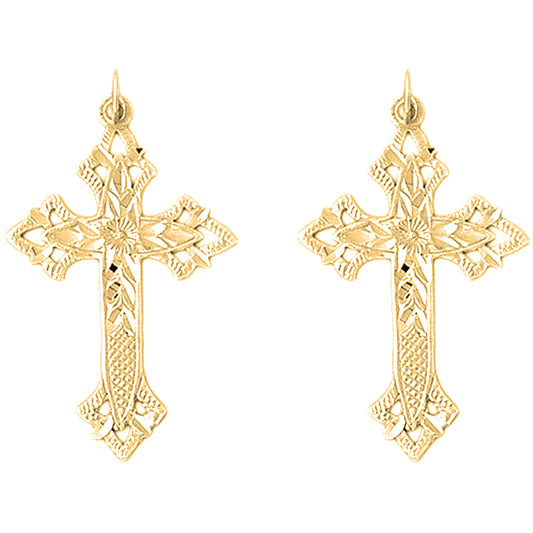 14K or 18K Gold 39mm Passion Cross Earrings