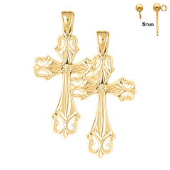 Sterling Silver 35mm Passion Cross Earrings (White or Yellow Gold Plated)