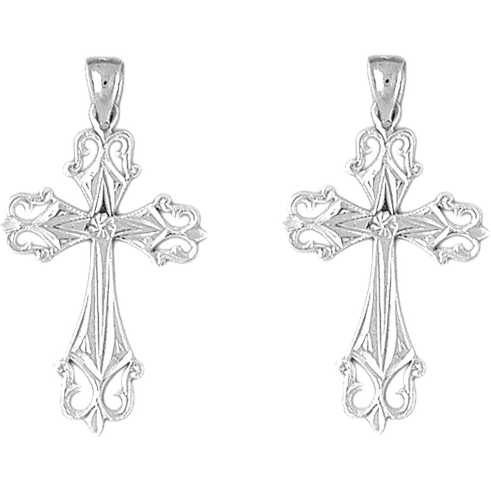 Sterling Silver 35mm Passion Cross Earrings