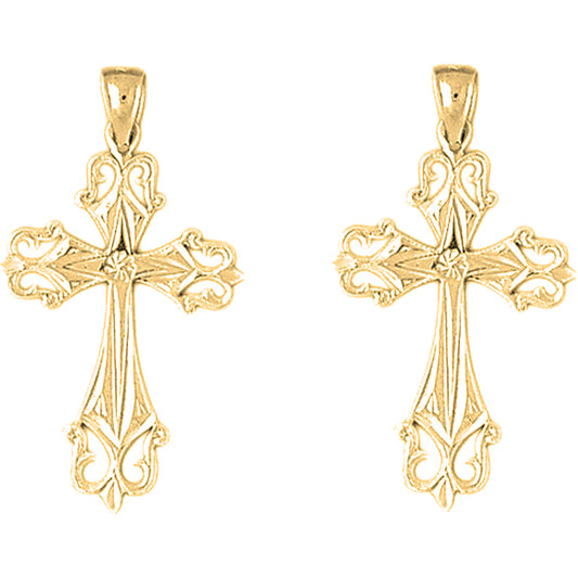 14K or 18K Gold 35mm Passion Cross Earrings