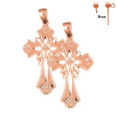 14K oder 18K Gold Florale Kreuz Ohrringe