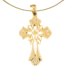 14K or 18K Gold Floral Cross Pendant