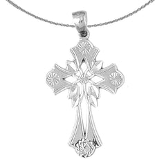 14K or 18K Gold Floral Cross Pendant