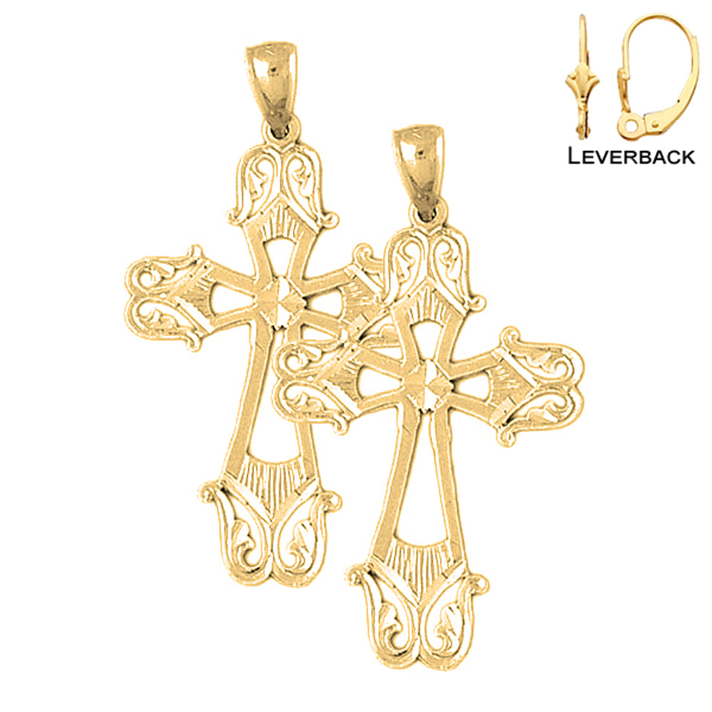 14K or 18K Gold Passion Cross Earrings