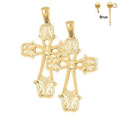 Sterling Silver 46mm Passion Cross Earrings (White or Yellow Gold Plated)