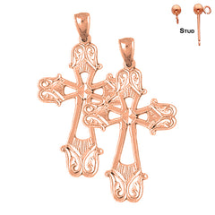 14K or 18K Gold Passion Cross Earrings