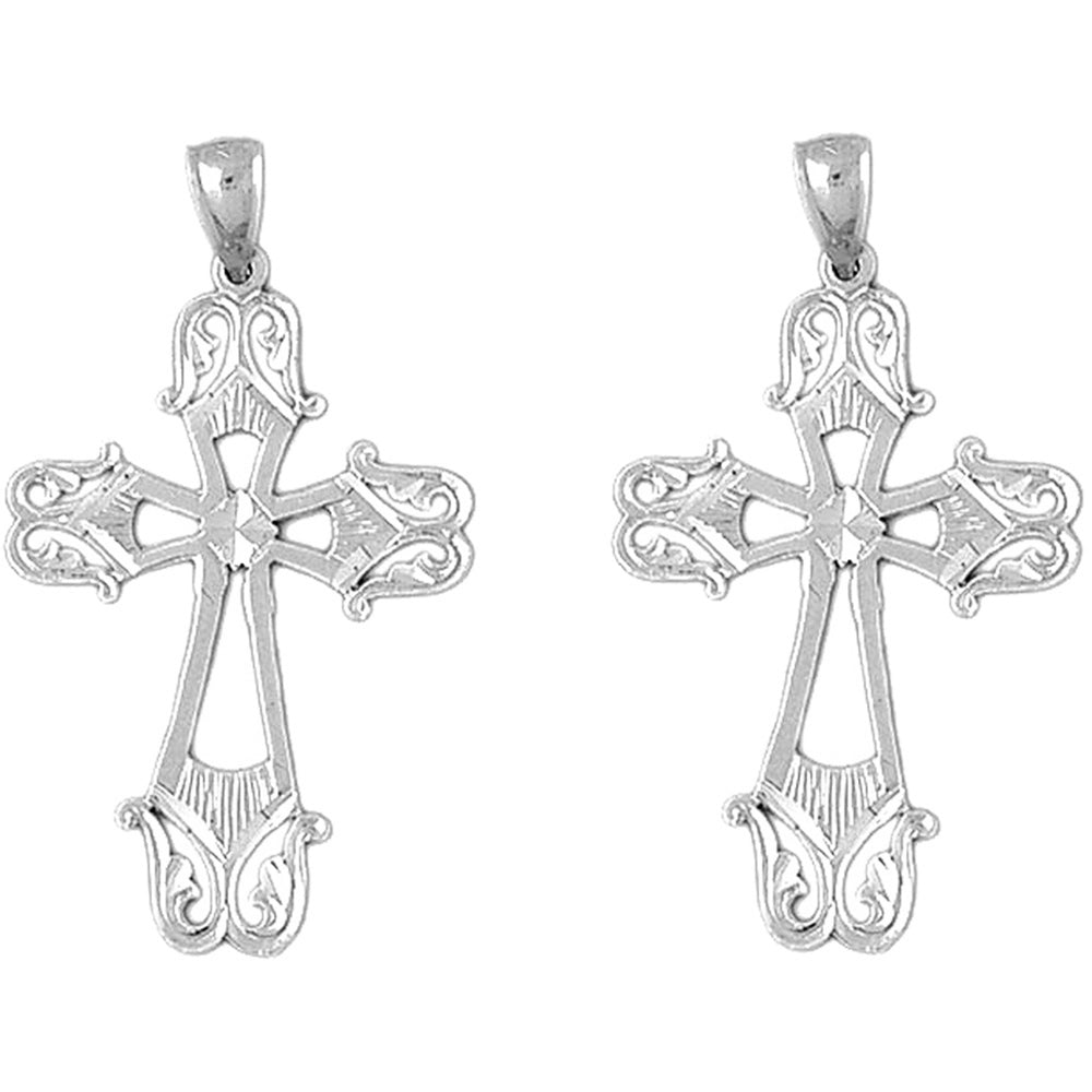 Sterling Silver 46mm Passion Cross Earrings