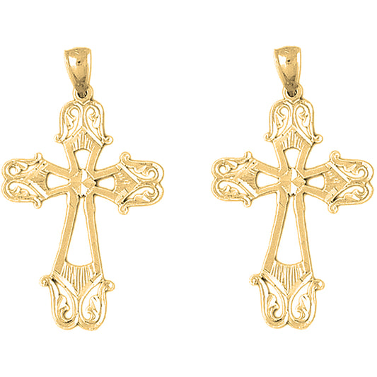 14K or 18K Gold 46mm Passion Cross Earrings