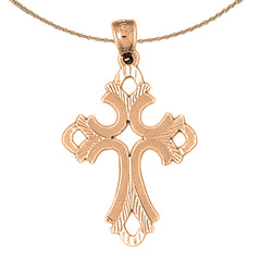 14K or 18K Gold Budded Cross Pendant