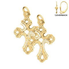 14K or 18K Gold Budded Cross Earrings