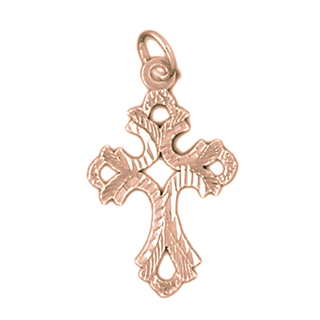 14K or 18K Gold Budded Cross Pendant